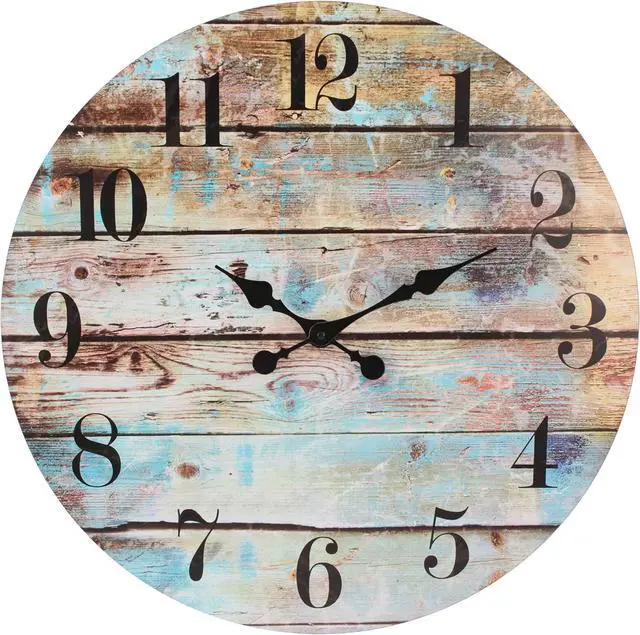 Main image of Stonebriar Vintage Farmhouse Wooden 23 Inch Round Battery Operated Hanging Wall Clock