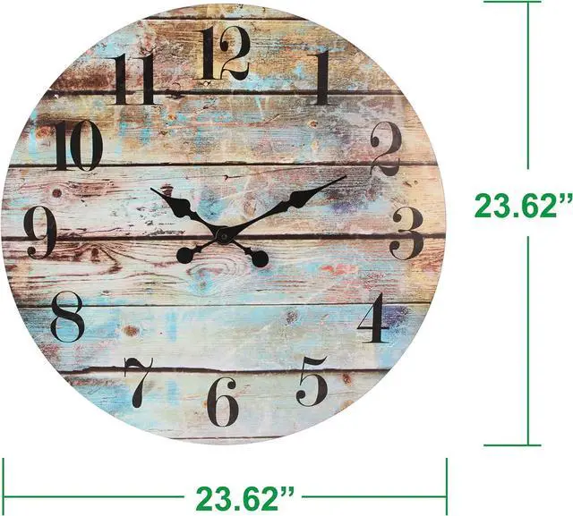 Alt view image 5 of 7 - Stonebriar Vintage Farmhouse Wooden 23 Inch Round Battery Operated Hanging Wall Clock