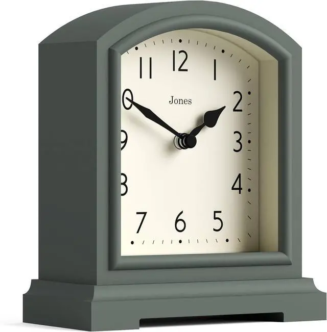 Alt view image 2 of 7 - JONES CLOCKS® Tavern Mantel Clock | Modern Arch top Design | Asparagus Green | Contemporary Classic Style for Desk, Table, Shelf or Bedside