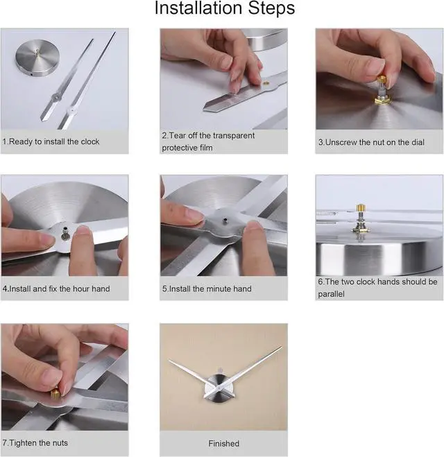 Alt view image 4 of 7 - Lafocuse Silent 24 Inch DIY Wall Clock with Large Clock Hands and Motor Kit, DIY 12888 Clock Movement Mechanism Replacement with 12 Inch Long Minute Hands, Silver