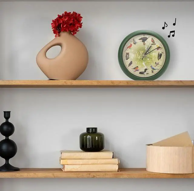 Alt view image 3 of 7 - Mark Feldstein Limited Edition 20th Anniversary Singing Bird Wall/Desk Clock, 8 Inch