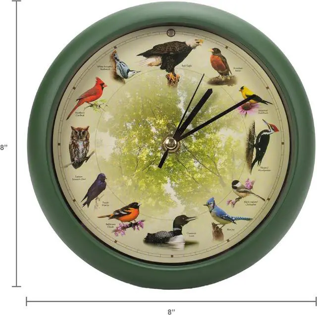 Alt view image 2 of 7 - Mark Feldstein Limited Edition 20th Anniversary Singing Bird Wall/Desk Clock, 8 Inch
