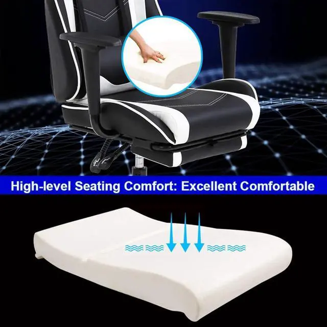 Alt view image 7 of 7 - BestOffice Ergonomic Office, PC Gaming Desk Chair Executive PU Leather Computer Lumbar Support with Footrest Modern Task Rolling Swivel Chair for Women, Men(White)