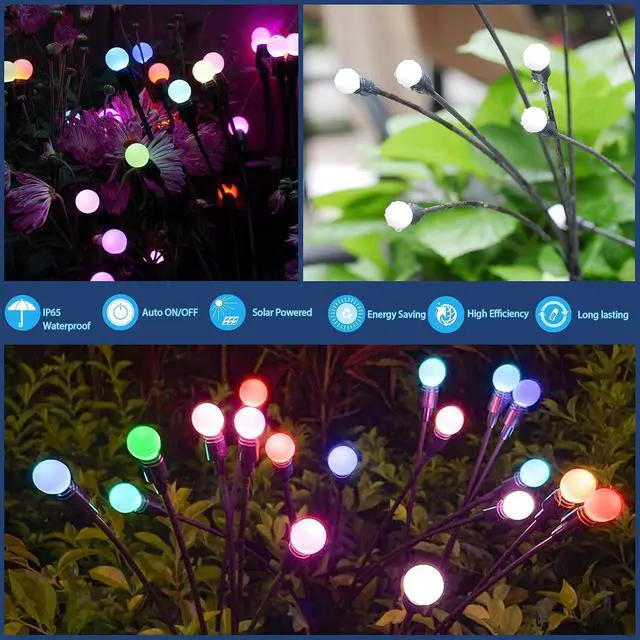 Alt view image 3 of 6 - TONULAX Solar Garden Lights, Starburst Swaying Light - Swaying When Wind Blows, Solar Lights Outdoor Decorative, Color Changing RGB Light for Yard Patio Pathway Decoration(2 Pack)