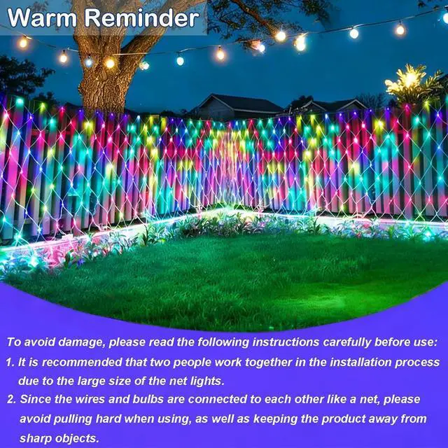 Alt view image 4 of 7 - Lovelite 240 LED Net Lights, Color Changing Halloween Net Lights Outdoor Clear Wire, 14.8ft x 5ft Connectable Purple Orange Mesh Lights for Bushes Christmas Halloween Holiday Wedding Party Decor