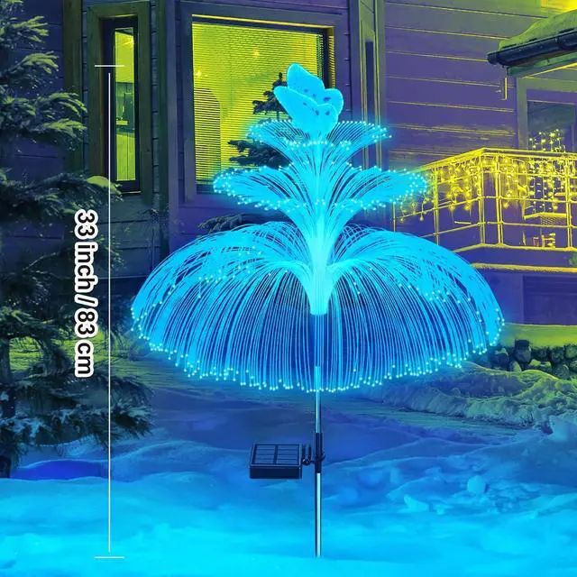 Alt view image 7 of 7 - WEITEXS Solar Garden Lights 3 Pack New Upgraded Solar Lights Outdoor Waterproof 3 Layers 7 Color Changing Jellyfish Butterfly Decorations for Garden Yard Gifts for Women