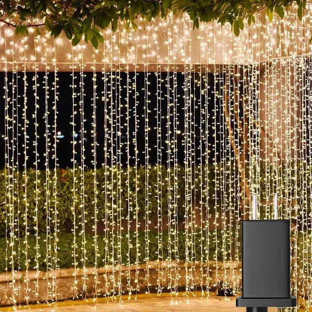 Main image of Solhice LED Curtain Lights Outdoor 20ft x10ft, 600 LED Plug in Hanging String Lights Indoor Bedroom, Twinkle Light Backdrop for Outside Wedding Decor, Warm White (Not Connectable)