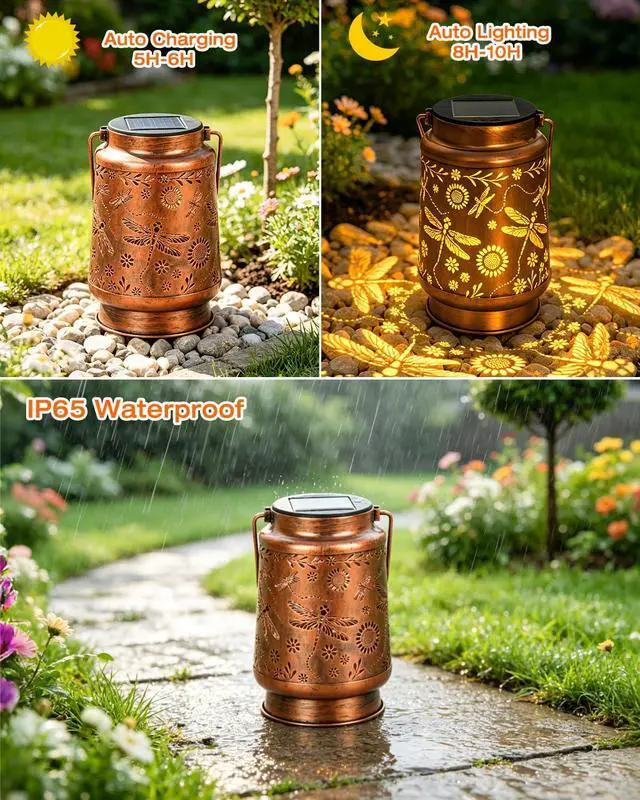 Alt view image 3 of 7 - ANYTALK Birthday Gifts for Women Mom Grandma, Dragonfly Solar Lanterns Outdoor Waterproof, Hanging Solar Lights for Yard, Patio, Porch, Garden Decor