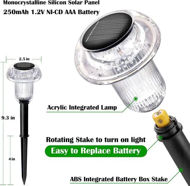 Alt view image 2 of 7 - Priddop Solar Lights Outdoor Waterproof 8 Pack Garden Decor Color Changing