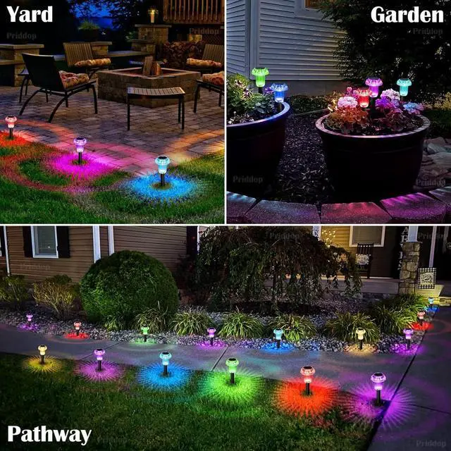 Alt view image 3 of 7 - Priddop Solar Lights Outdoor Waterproof 8 Pack Garden Decor Color Changing