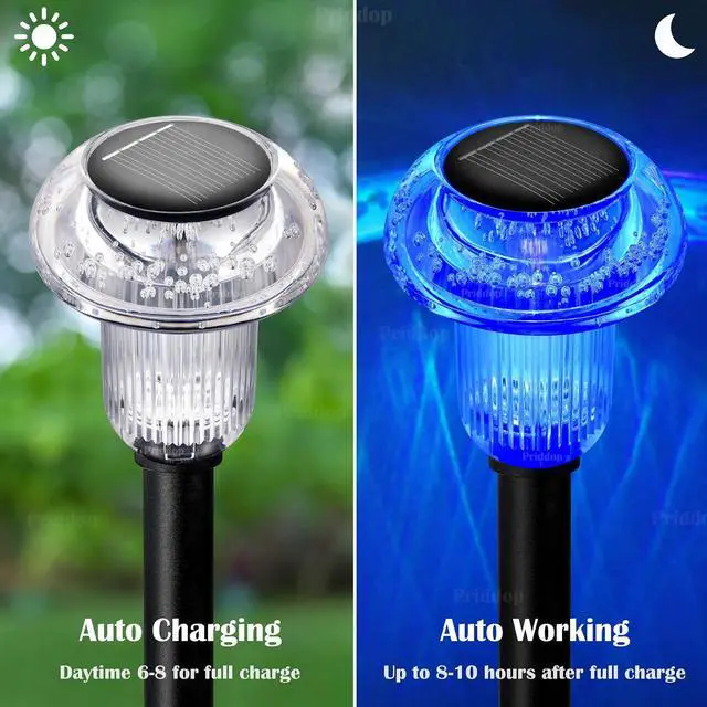 Alt view image 4 of 7 - Priddop Solar Lights Outdoor Waterproof 8 Pack Garden Decor Color Changing