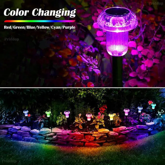 Alt view image 5 of 7 - Priddop Solar Lights Outdoor Waterproof 8 Pack Garden Decor Color Changing