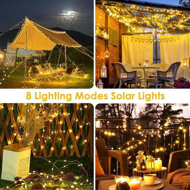 Alt view image 5 of 7 - Solar String Lights Outdoor, 2 Pack 400LED 144FT Extra-Long Fairy Lights