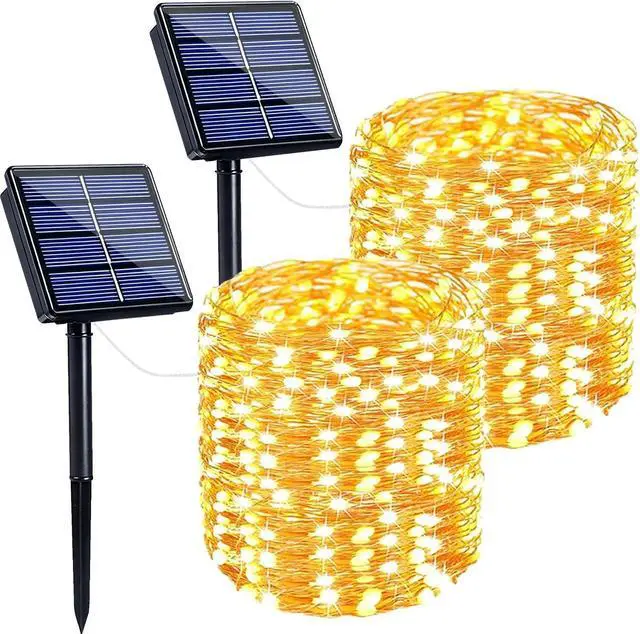 Main image of Solar String Lights Outdoor, 2 Pack 400LED 144FT Extra-Long Fairy Lights
