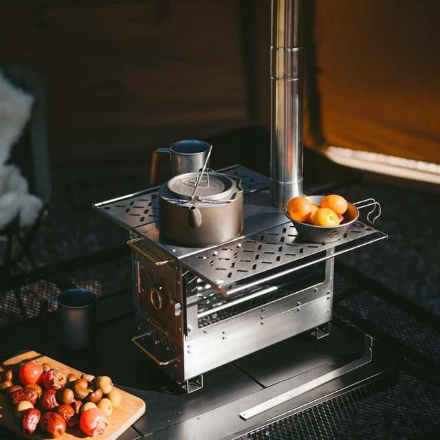 Alt view image 2 of 7 - Naturehike Icefield Hot Tent Stove, Tabletop Camping Stove with 47.2" Chimney Pipes, Outdoor Tabletop Fire Pit