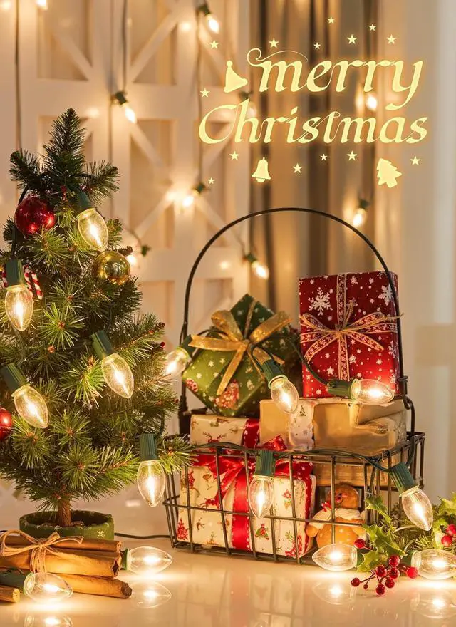 Alt view image 2 of 7 - Minetom Christmas Lights Outdoor, 50Ft 50 LED C9 String Lights, Warm White