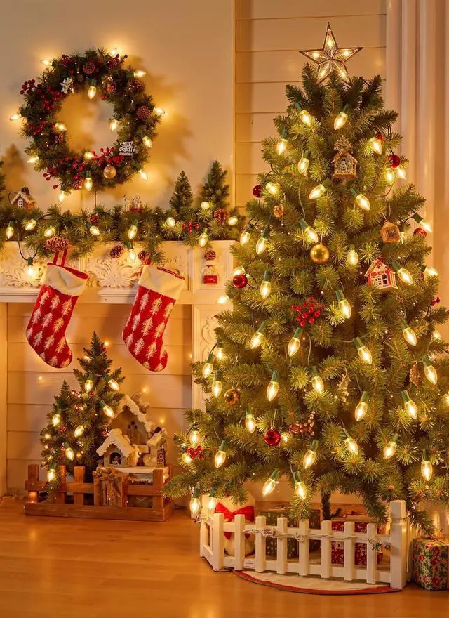 Alt view image 6 of 7 - Minetom Christmas Lights Outdoor, 50Ft 50 LED C9 String Lights, Warm White