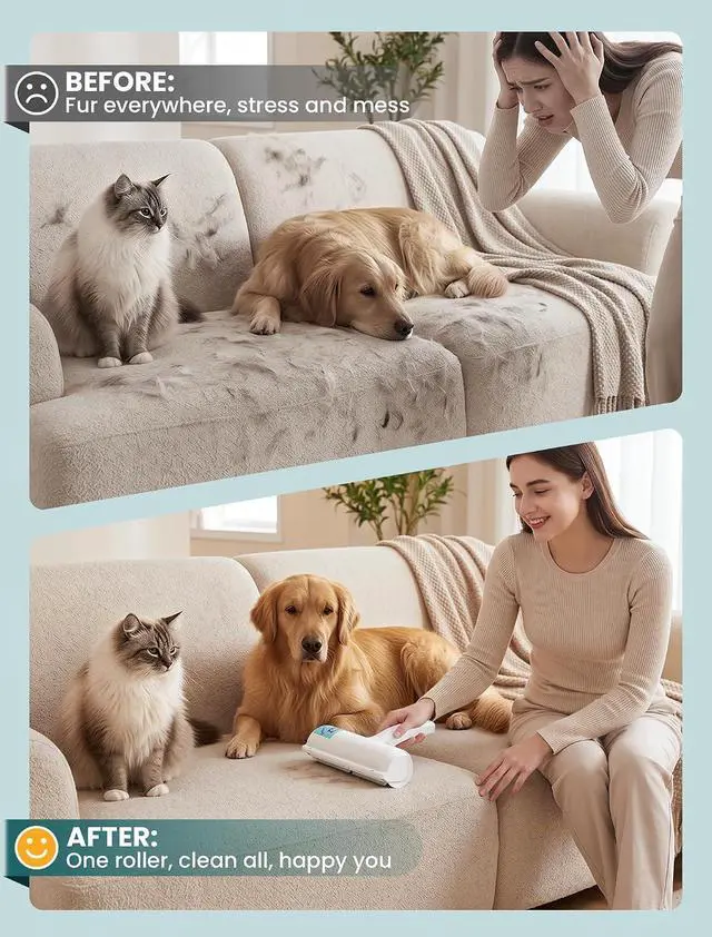 Alt view image 3 of 7 - DELOMO Pet Hair Remover Roller, Reusable Lint Roller for Dog and Cat Hair