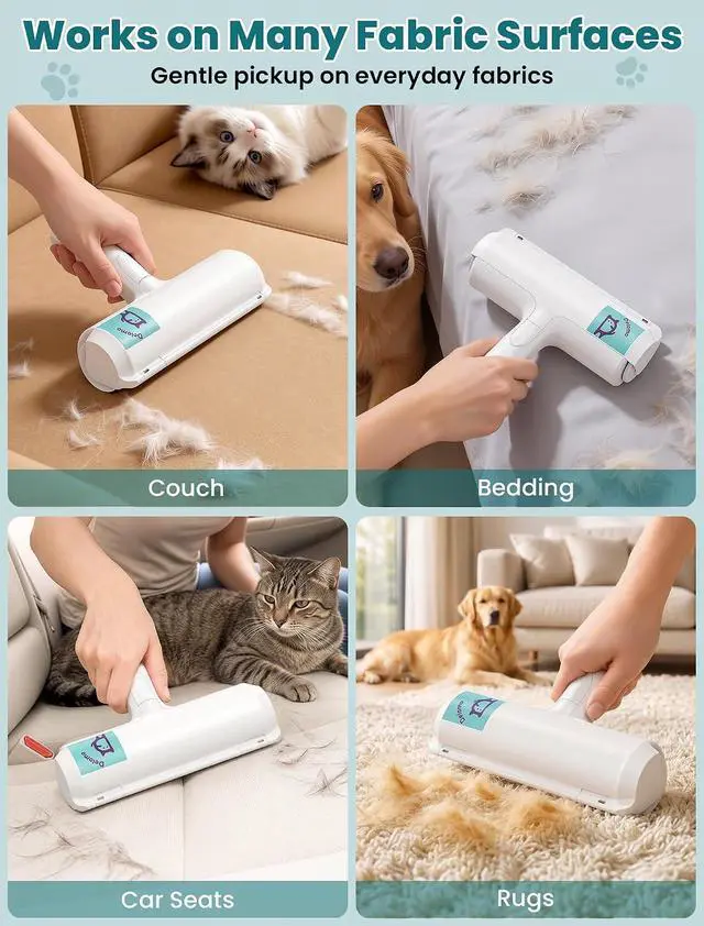 Alt view image 5 of 7 - DELOMO Pet Hair Remover Roller, Reusable Lint Roller for Dog and Cat Hair