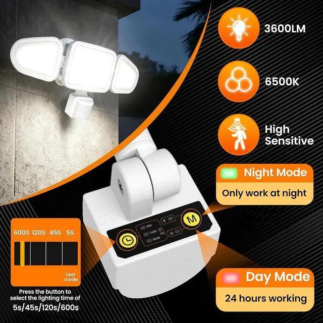 Alt view image 4 of 7 - MEIKEE 42W LED Security Lights Motion Sensor Light Outdoor Flood Light