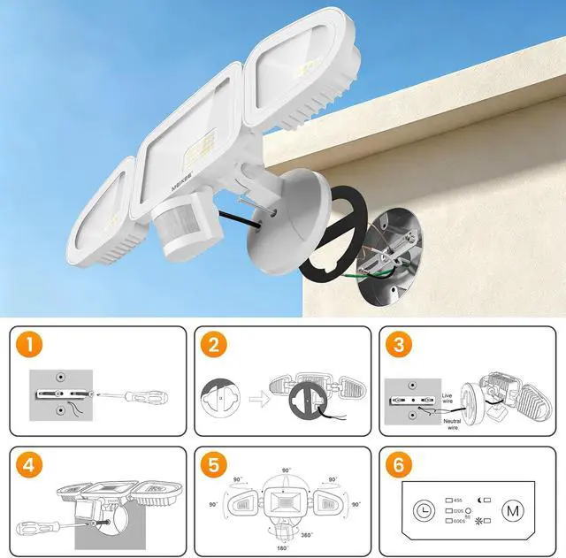 Alt view image 7 of 7 - MEIKEE 42W LED Security Lights Motion Sensor Light Outdoor Flood Light