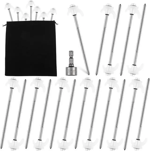 Main image of Yaocom 40 Pcs 8" Screw in Tent Stakes Heavy Duty Tent Stakes Drillable Ground Anchors Screw Metal Tents Pegs Threaded Tents Spikes with Head Driver for Swing Inflatable Decor
