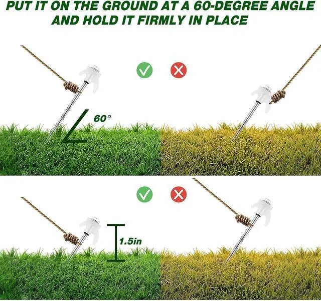 Alt view image 7 of 7 - Yaocom 40 Pcs 8" Screw in Tent Stakes Heavy Duty Tent Stakes Drillable Ground Anchors Screw Metal Tents Pegs Threaded Tents Spikes with Head Driver for Swing Inflatable Decor