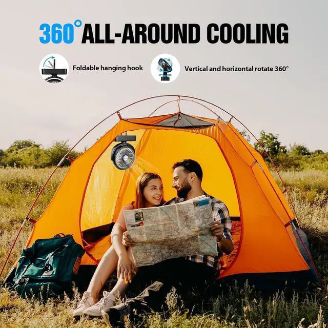 Alt view image 3 of 7 - AMACOOL Portable Camping Fan with LED Lantern- 40H Work Time Rechargeable