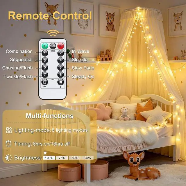 Alt view image 2 of 7 - JMEXSUSS Remote Control String Lights Battery Operated Classroom Lights