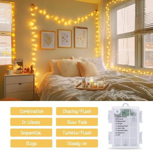 Alt view image 6 of 7 - JMEXSUSS Remote Control String Lights Battery Operated Classroom Lights