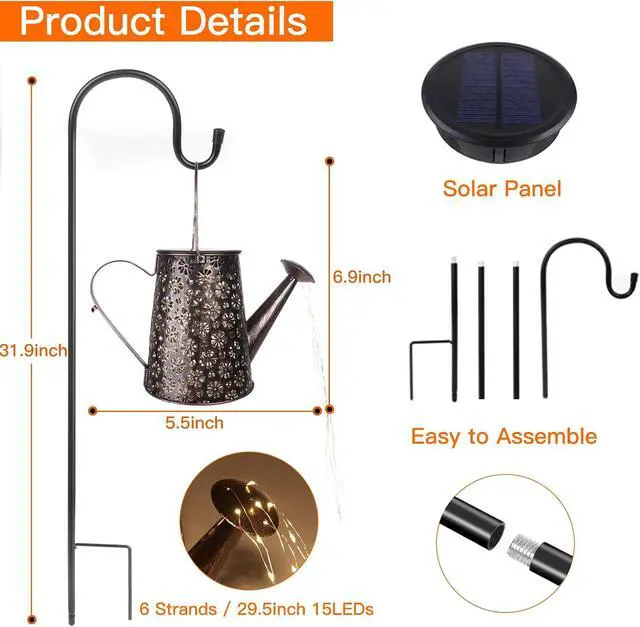 Alt view image 5 of 6 - Solar Garden Lights Watering Can Lights Outdoor Garden Decor