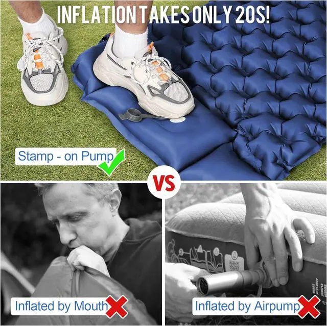 Alt view image 2 of 7 - WANNTS Ultralight Sleeping Pad with Pillow & Built-in Pump for Camping