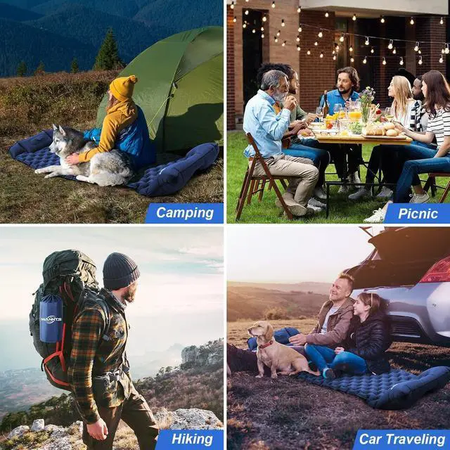 Alt view image 6 of 7 - WANNTS Ultralight Sleeping Pad with Pillow & Built-in Pump for Camping