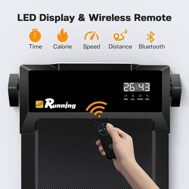Alt view image 4 of 7 - Under Desk Treadmill, Walking Pad for Home/Office, Portable Walking Treadmill 2.5HP, Walking Jogging Machine with 265 lbs Weight Capacity Remote Control LED Display