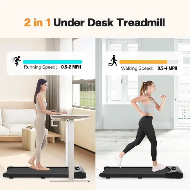 Alt view image 3 of 7 - Under Desk Treadmill, Walking Pad for Home/Office, Portable Walking Treadmill 2.5HP, Walking Jogging Machine with 265 lbs Weight Capacity Remote Control LED Display