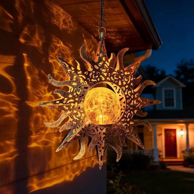 Main image of Solar Sun Lanterns Outdoor Waterproof Hanging Solar Lights Garden Decor