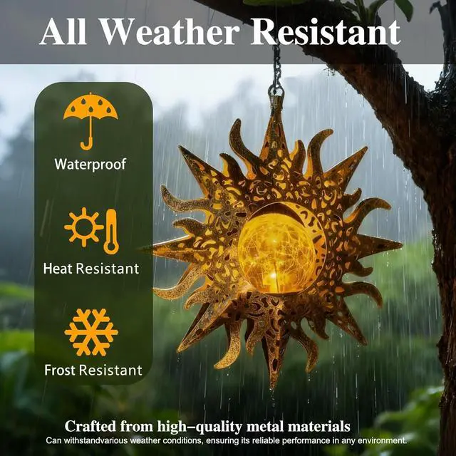 Alt view image 6 of 7 - Solar Sun Lanterns Outdoor Waterproof Hanging Solar Lights Garden Decor