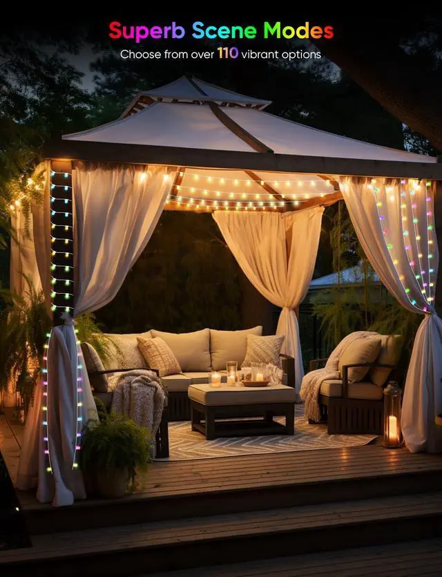 Alt view image 4 of 7 - APPECK Outdoor String Lights 76FT with 200 LEDs, RGB Outdoor Patio Lights