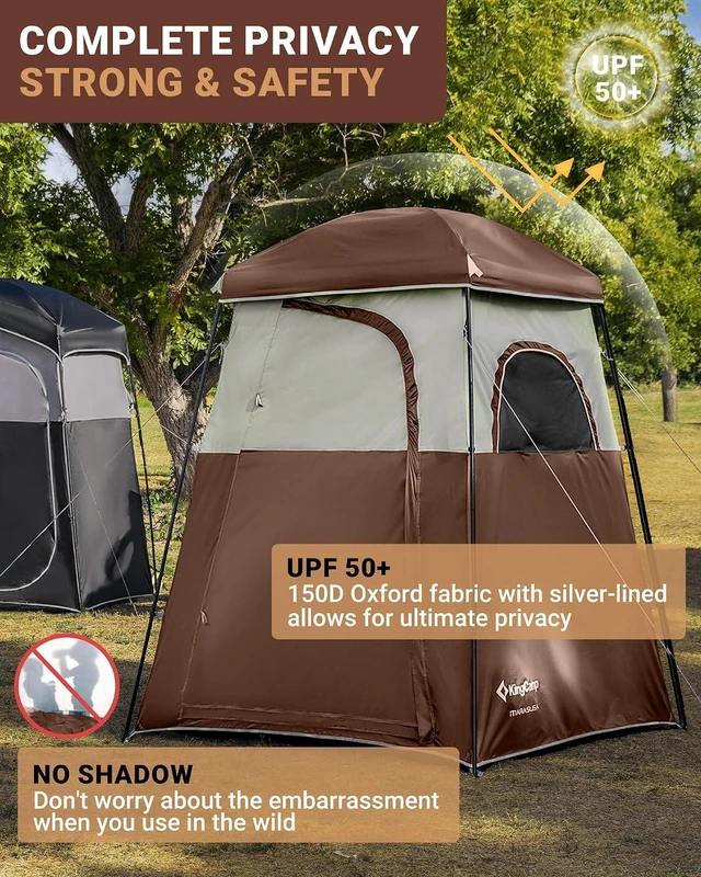 Alt view image 7 of 7 - KingCamp Camping Shower Tent, Portable Outdoor Privacy Toilet & Changing Tent Windproof & Waterproof Easy Setup Shelter with Shower Bag for Camping Hiking Beach