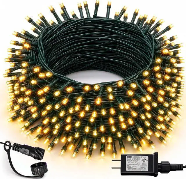Main image of Dazzle Bright 300 LED Christmas String Lights, 100 FT Connectable Waterproof String Lights Green Wire with 8 Modes, Christmas Decorations for Indoor Outdoor Xmas Party Yard Garden (Warm White)