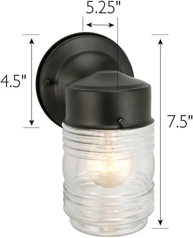 Alt view image 2 of 7 - Design House Jelly Jar Outdoor Wall Light, Matte Black