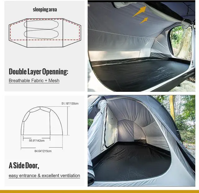 Alt view image 5 of 7 - OneTigris COMETA Camping Tent, Detachable Inner Mesh Tent & Portable Carry Bag Included, Easy Setup, Waterproof Windproof Tunnel Tent for Outdoors Camping Canoeing Beach Travel Picnic