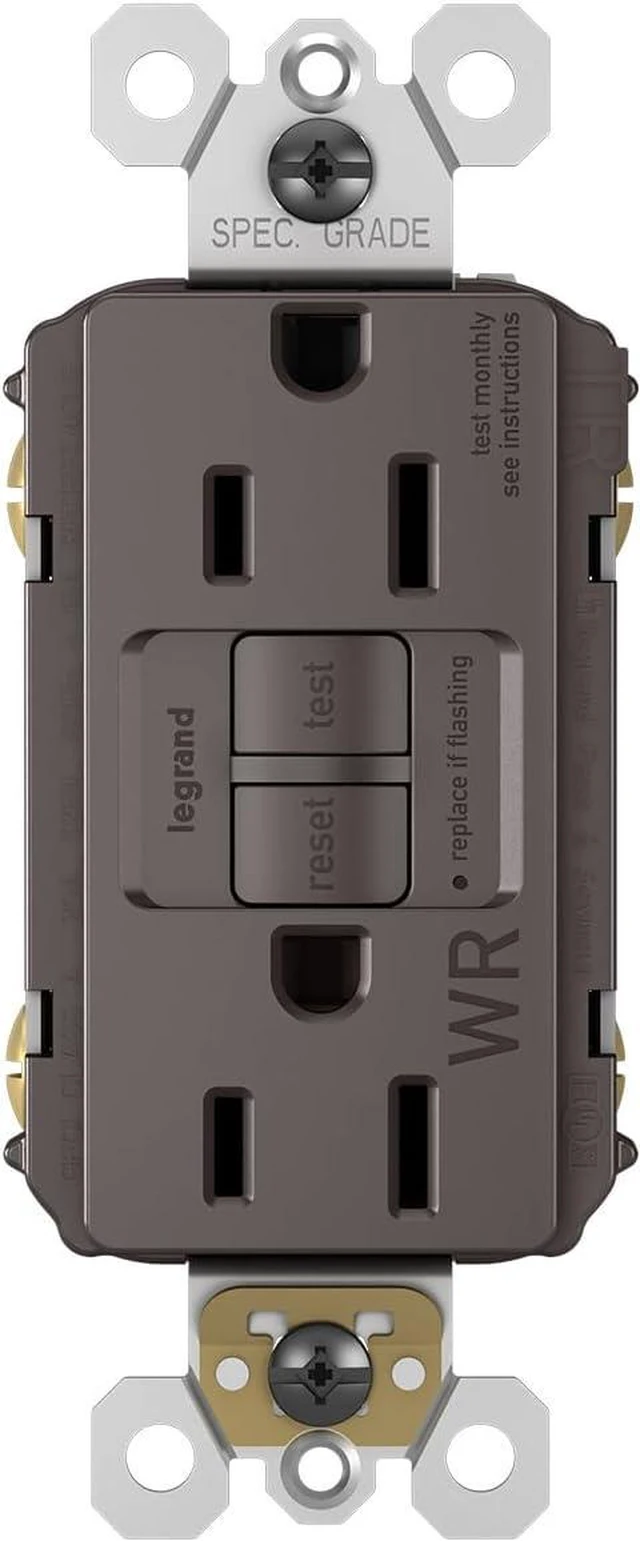 Main image of Legrand radiant 15 Amp Weather Resistant GFCI Duplex Outlet Brown 1 Pack