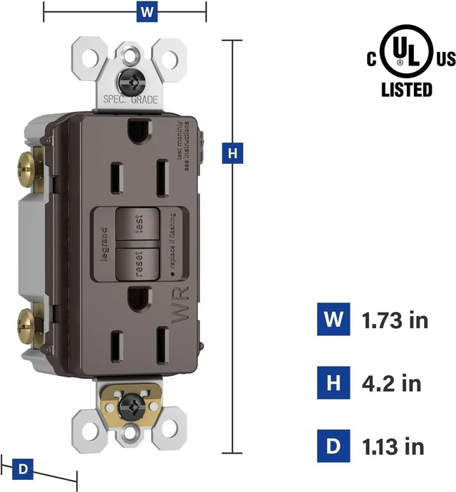 Alt view image 2 of 7 - Legrand radiant 15 Amp Weather Resistant GFCI Duplex Outlet Brown 1 Pack