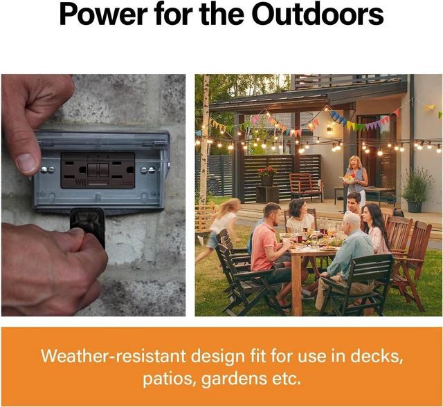 Alt view image 4 of 7 - Legrand radiant 15 Amp Weather Resistant GFCI Duplex Outlet Brown 1 Pack