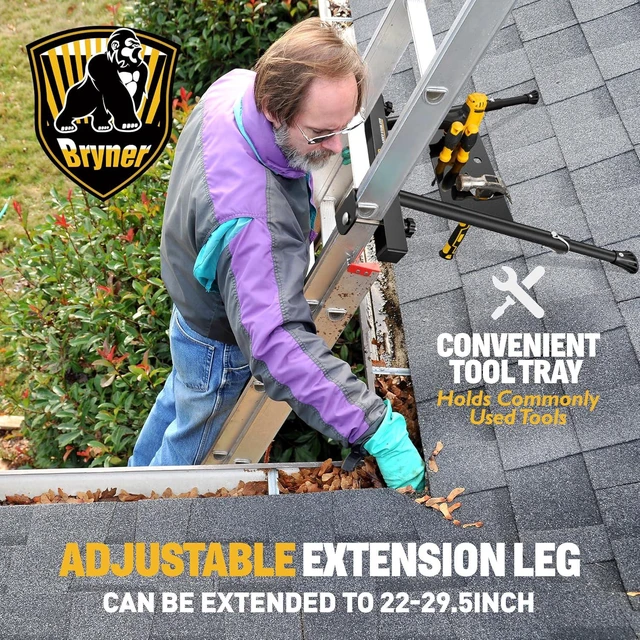 Alt view image 4 of 6 - Ladder Stabilizer, Extension Ladder Stabilizer for Roof Wall Standoff Ladder Accessory Safety Stability Aviation Grade Aluminium, Adjustable Length 22-29.5In Ladder Stabilizer