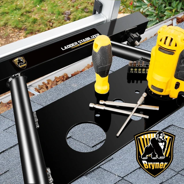 Alt view image 3 of 6 - Ladder Stabilizer, Extension Ladder Stabilizer for Roof Wall Standoff Ladder Accessory Safety Stability Aviation Grade Aluminium, Adjustable Length 22-29.5In Ladder Stabilizer
