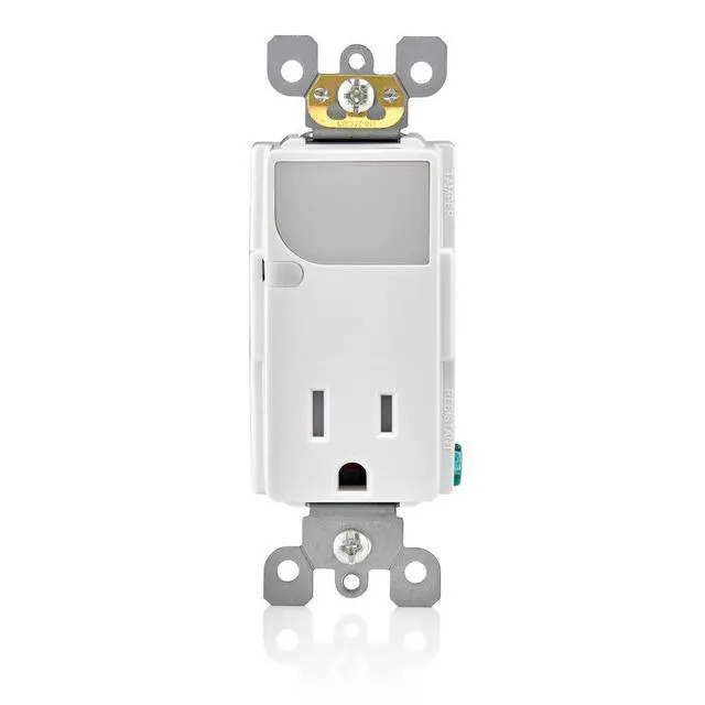 Alt view image 2 of 4 - Leviton 15-Amp 125V AC Combination Decora Tamper Resistant Receptacle with LED Guide Light, T6525-W, White