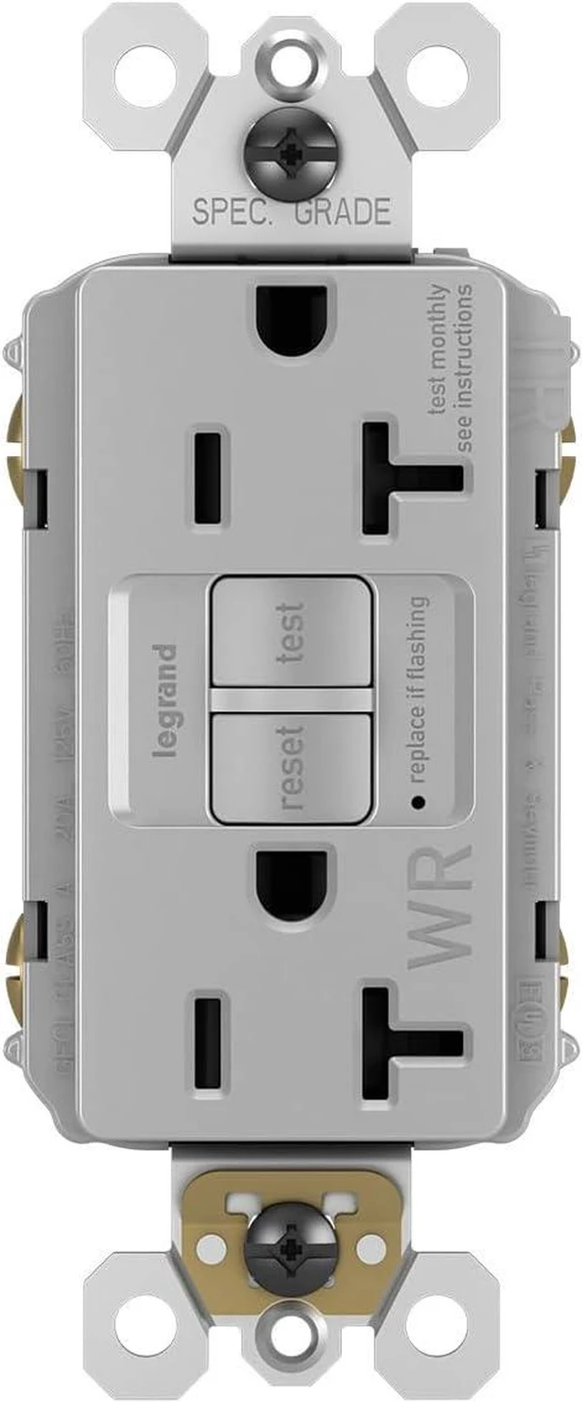 Main image of Legrand radiant 20 Amp Weather Resistant GFCI Duplex Outlet Gray 1 Pack