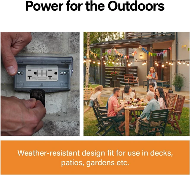 Alt view image 5 of 7 - Legrand radiant 20 Amp Weather Resistant GFCI Duplex Outlet Gray 1 Pack